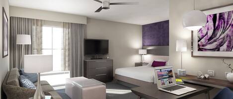 1 bilik tidur, meja, ruang kerja komputer riba