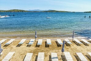 On the beach, sun-loungers -  Lake Winnipesaukee Waterfront with Dock (Laconia)