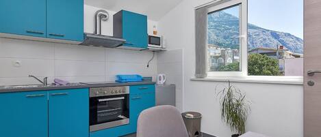 Fridge, cookware/dishes/utensils
