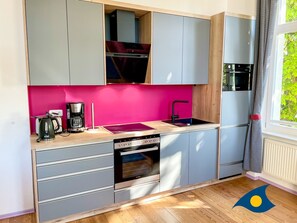 Fridge, microwave, oven, dishwasher