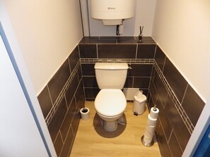 Shower, hair dryer, toilet paper