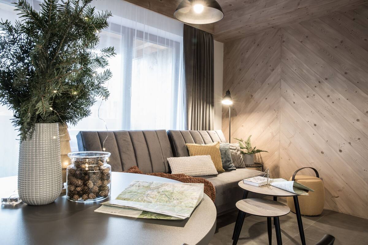 Leilighet – comfort (Przytulisko) | Oppholdsområde | En 43-tommers smart-TV med digitale kanaler samt TV
