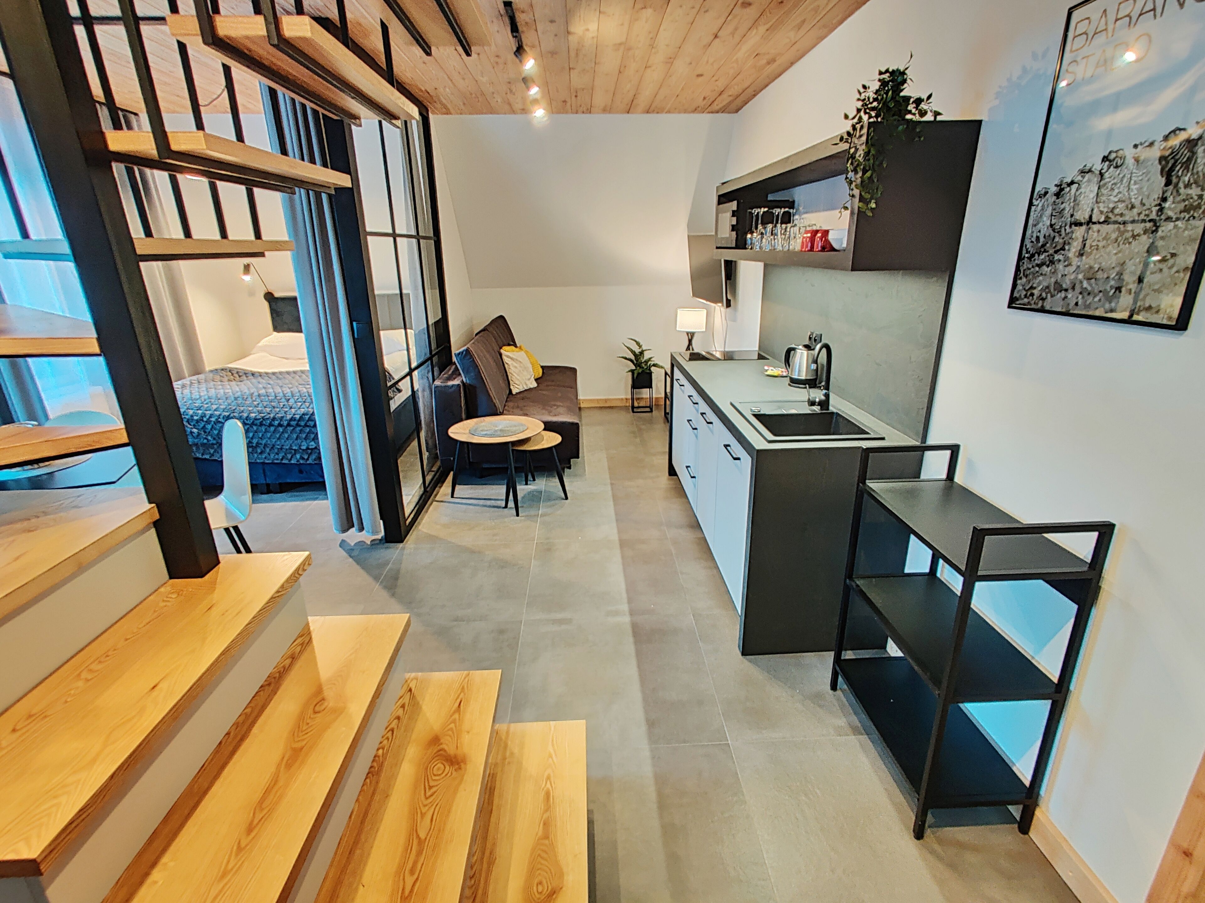 Design Apartment (Kazalnica) | Private kitchenette | Full-sized fridge, microwave, stovetop, dishwasher