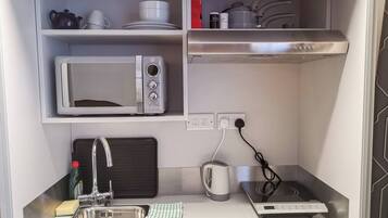 Fridge, microwave, stovetop, highchair
