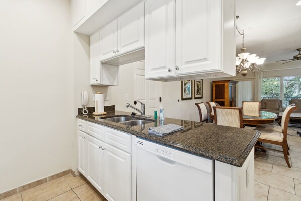 Fridge, microwave, coffee/tea maker, toaster