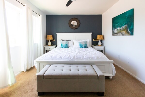 2 bedrooms, desk, iron/ironing board, travel crib