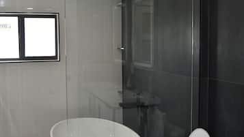 Bañera con ducha, bañera de hidromasaje, secador de pelo, bidet