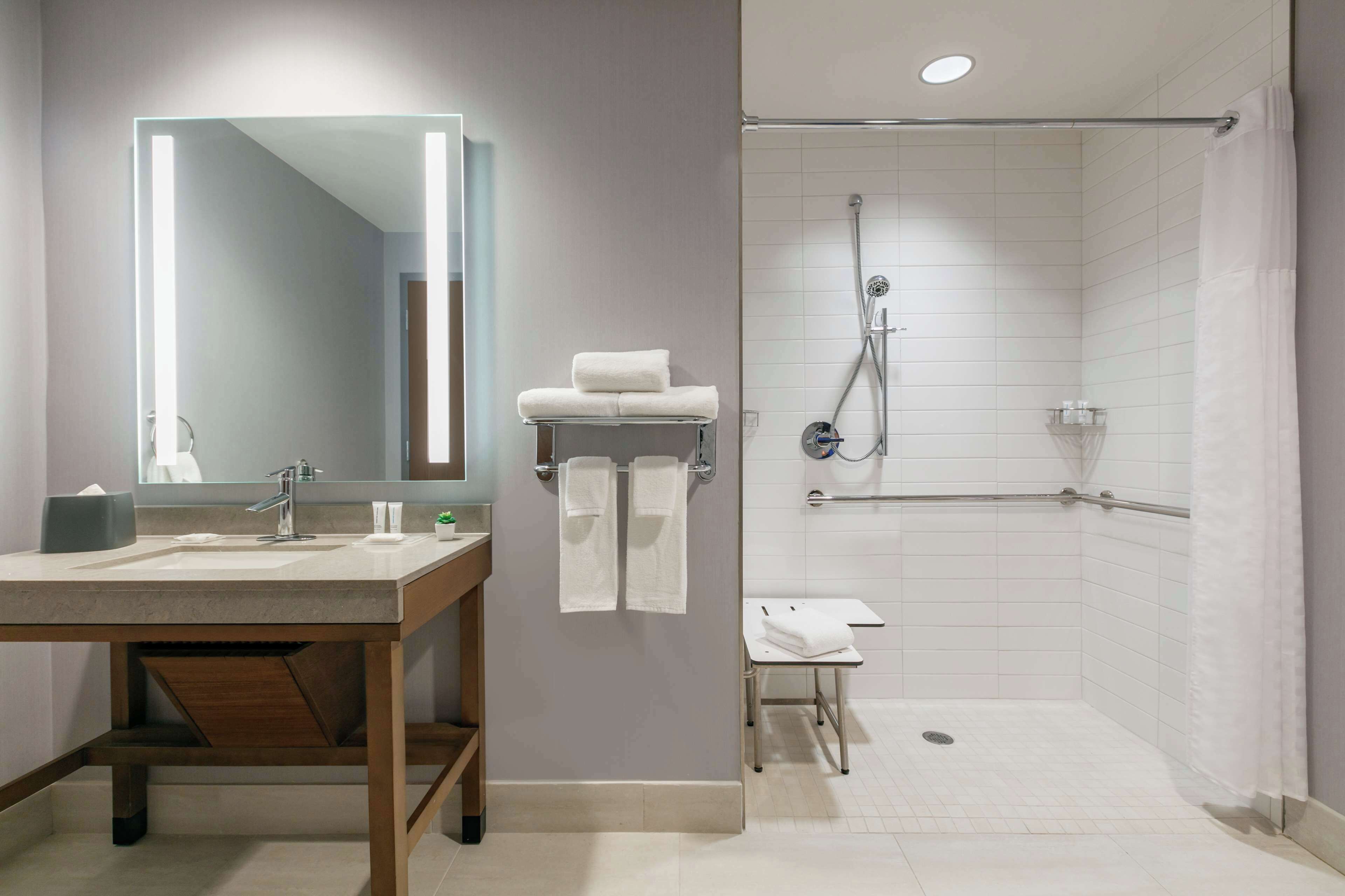 designer toiletries, towels, soap