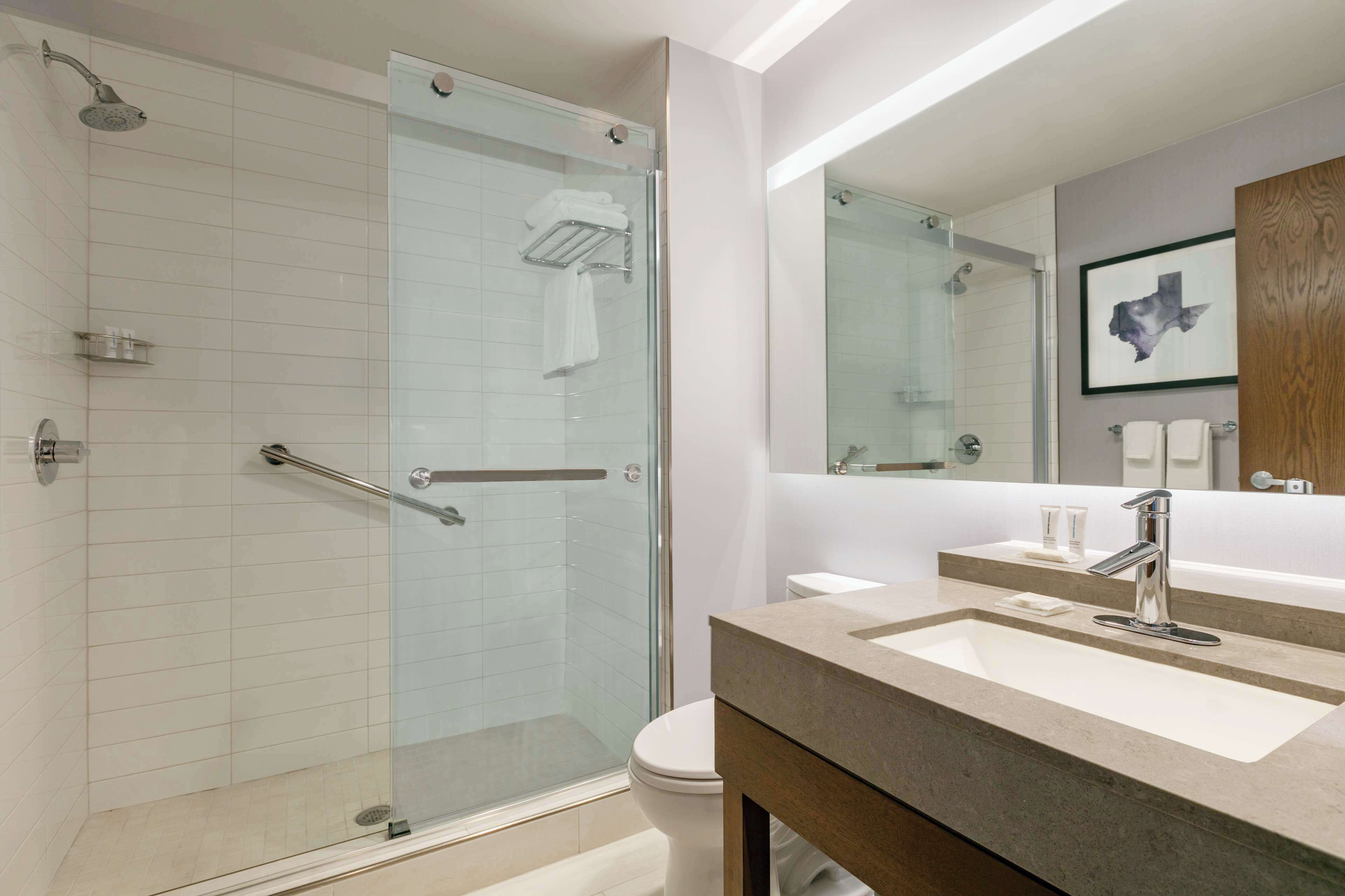 designer toiletries, towels, soap