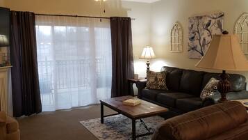 Smart TV, fireplace, DVD player