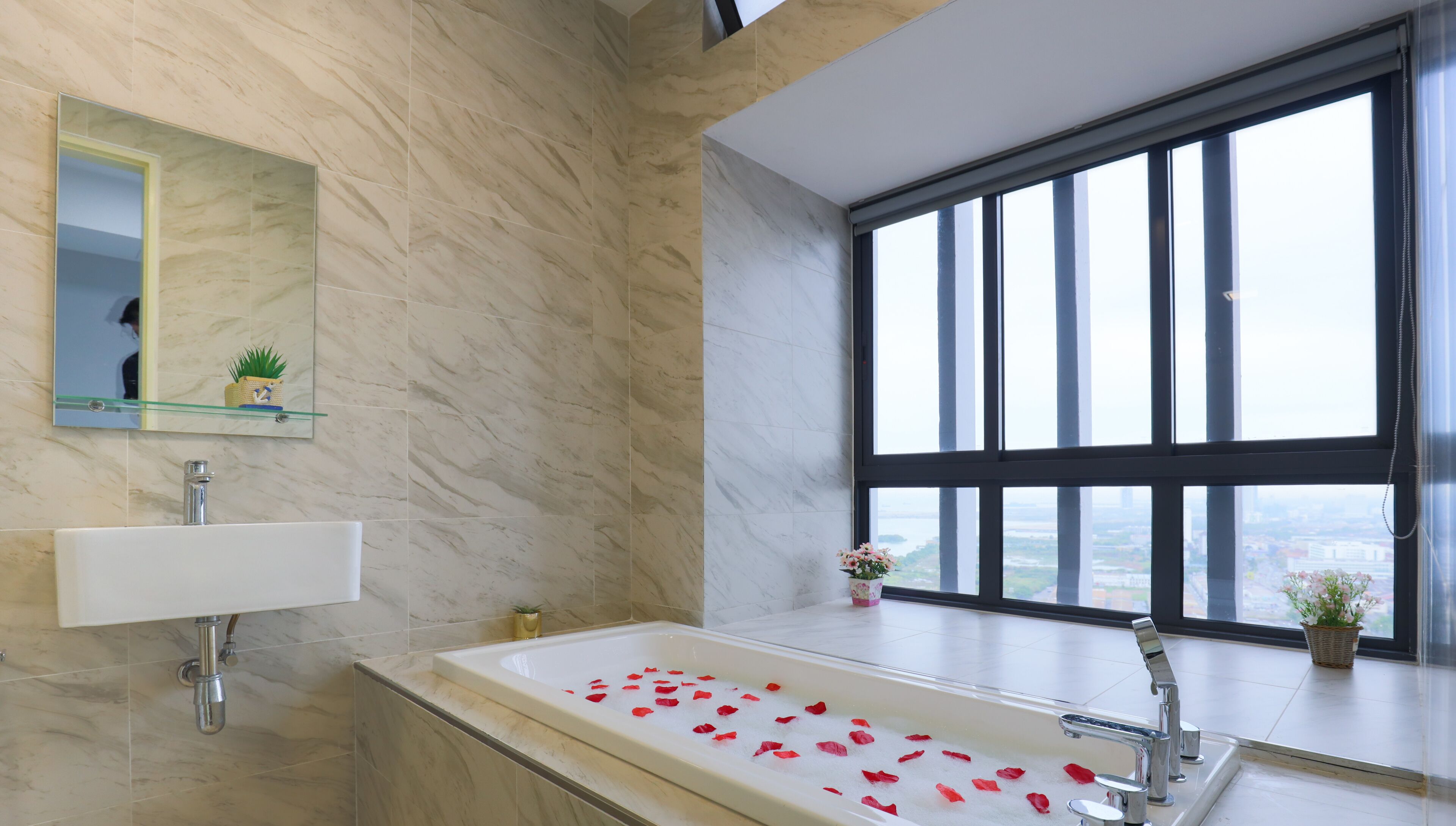 Comfort Studio, 2 Katil Kelamin (Double) | Bilik Mandi | Tab mandi rendaman dalam, hulu semburan mandi hujan, pengering rambut 