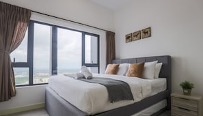 ดีลักซ์อพาร์ทเมนท์, 2 ห้องนอน | เครื่องนอนระดับพรีเมียม, ผ้านวมขนเป็ด, เตียงพร้อมฟูกเสริมที่นอน
