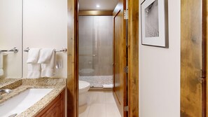 Combined shower/tub, hair dryer
