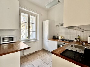 Frigorífico, horno, utensilios de cocina y especias