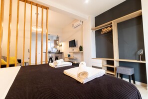1 室のベッドルーム、セーフティボックス (室内)、アイロン / アイロン台、WiFi