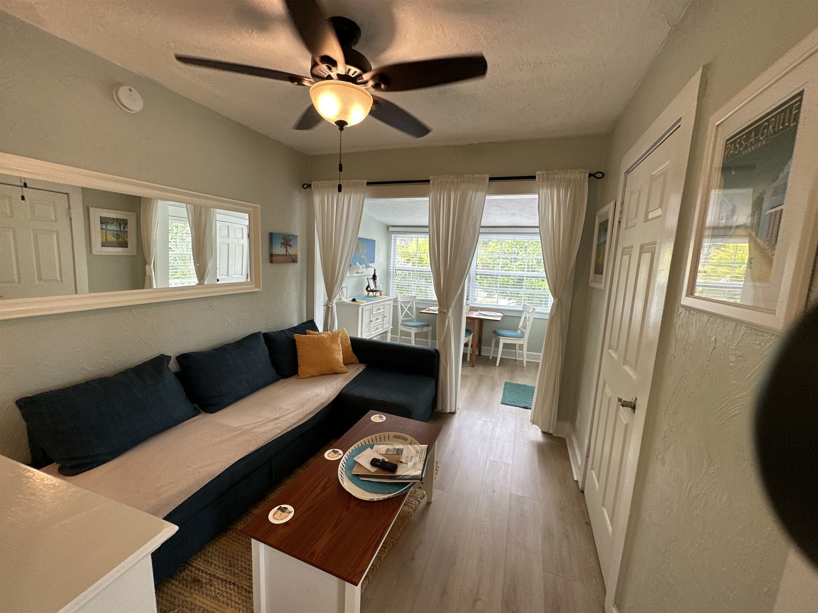 Smart TV, DVD player, books, music library