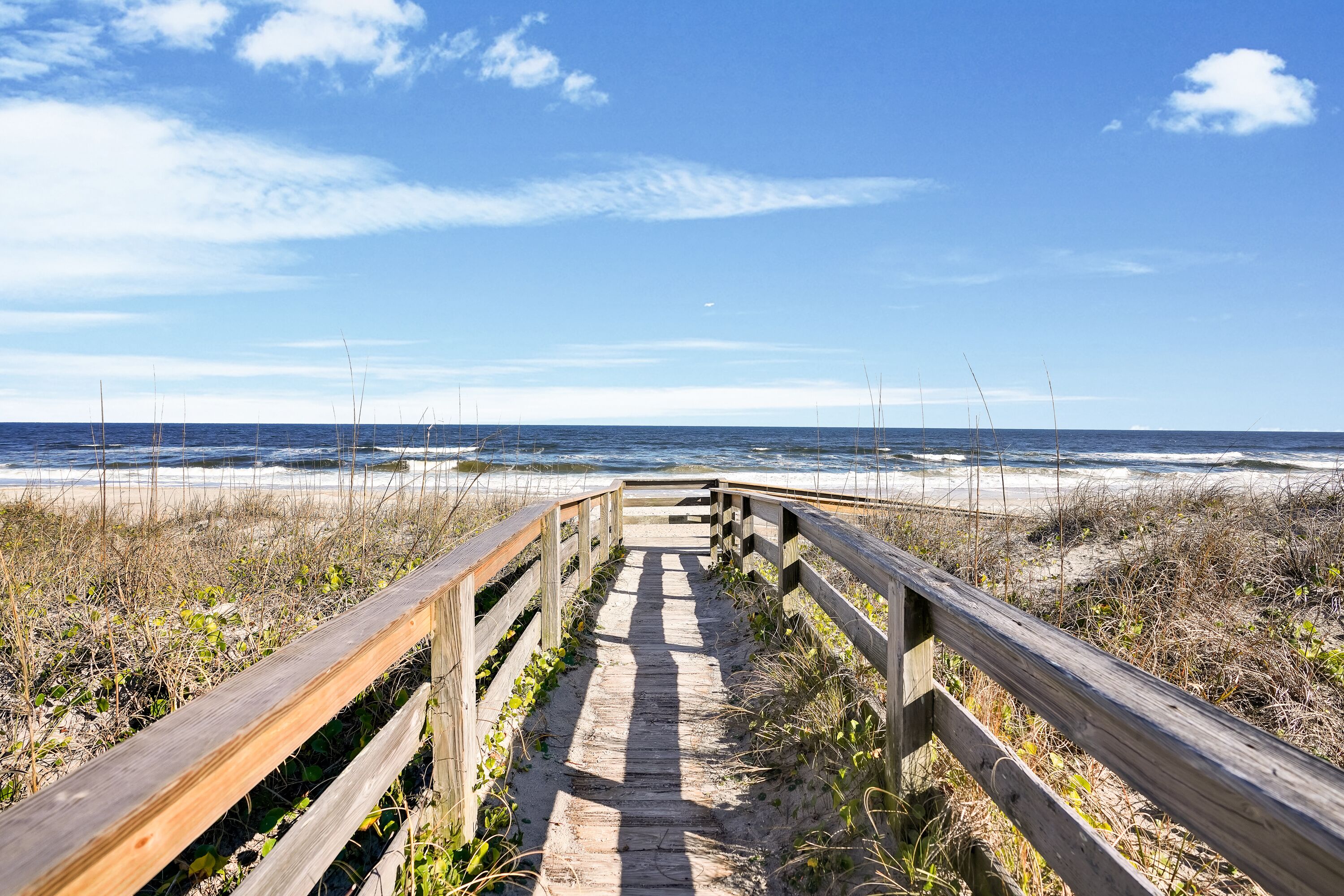 On the beach, sun loungers