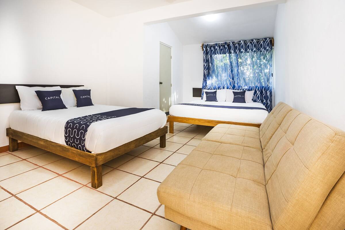 Standard Room, 2 Double Beds (With View) | Down comforters, desk, soundproofing, bed sheets