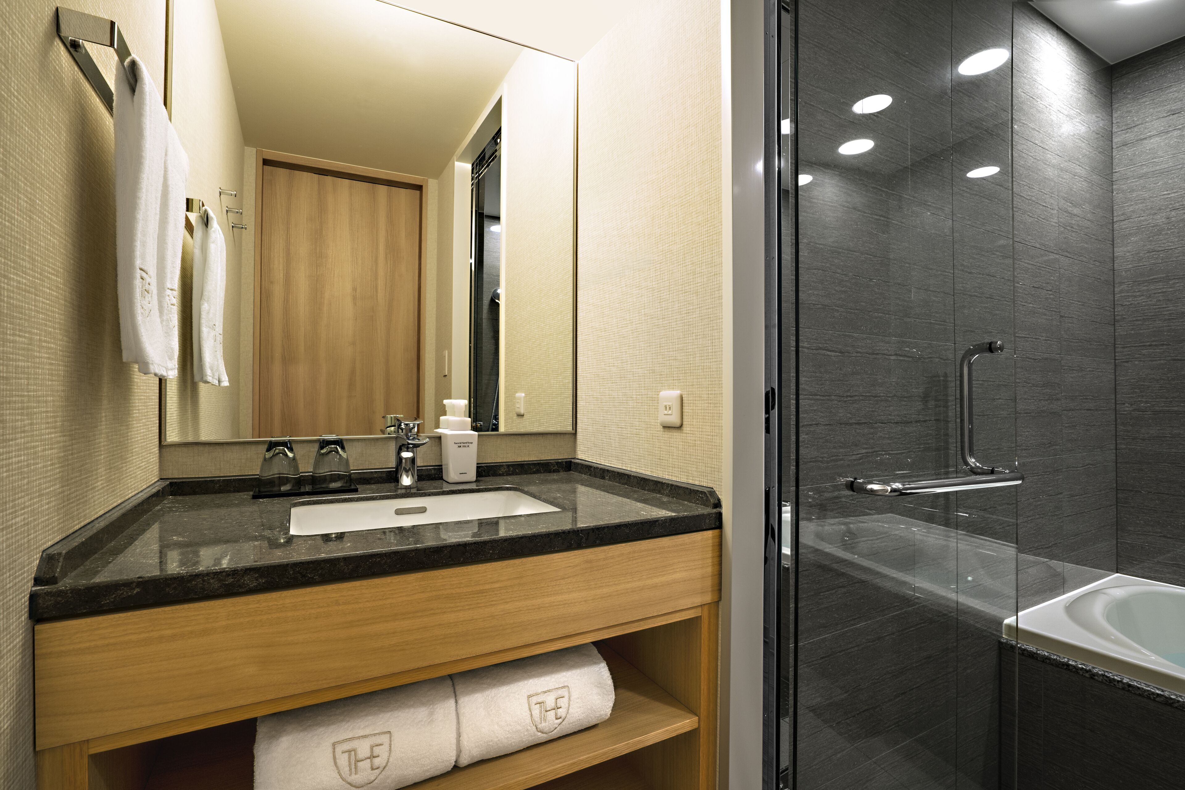 free toiletries, hair dryer, slippers, bidet