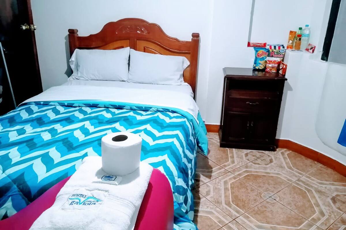 Habitación doble, 1 cama matrimonial, baño privado | Wifi gratis y ropa de cama
