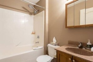 Hårtork, handdukar, tvål och schampo