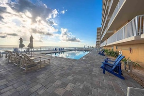 A heated pool - Penthouse #1102 - Direct Oceanfront NE Corner  Luxury 3/3  Sanibel Condominium (Daytona Beach Shores)