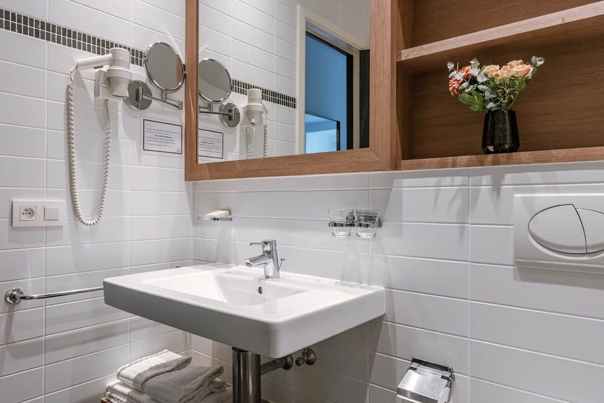 free toiletries, hair dryer, slippers, towels