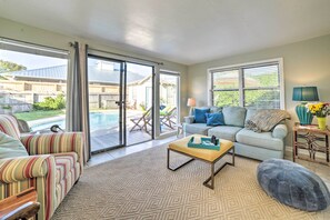 TV, books - Walk to Beach: PCB Retreat w/ Private Pool! (Panama City Beach)