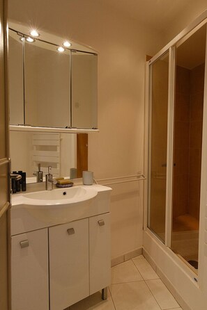 Shower, hair dryer, towels, toilet paper - Superb 4* air-conditioned T2 apartment in the center of Favière (Bormes-les-Mimosas)