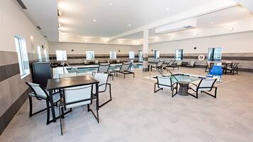 Indoor pool, open 8:00 AM to 10:00 PM, sun loungers