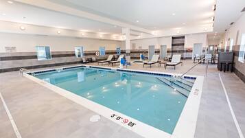Indoor pool, open 8:00 AM to 10:00 PM, sun loungers
