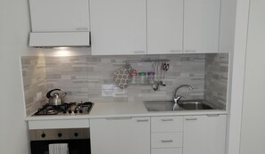 Fridge, oven, stovetop, coffee/tea maker