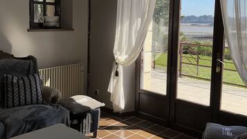 Tv, eldstad, dvd-spelare och böcker