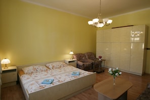 Iron/ironing board, cots/infant beds, free WiFi, bed sheets