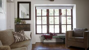 Televisio, takka, kirjoja