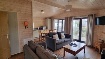 TV, fireplace, DVD player, books