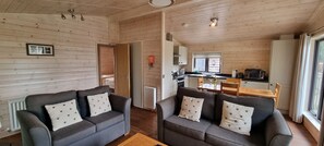 Fernseher, Kamin, DVD-Player, Bücher