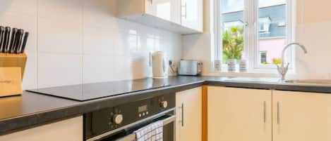 Fridge, microwave, oven, toaster