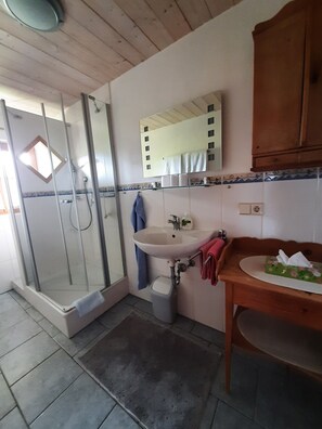 Dusche, Haartrockner, Handtücher