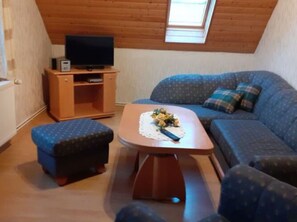 Apartment | Living area | 32-inch flat-screen TV with cable channels, TV