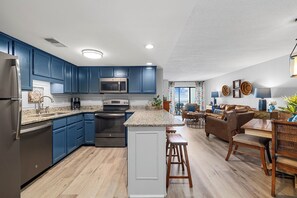 Dishwasher, coffee/tea maker, cookware/dishes/utensils - Oceanfront-202-- 3 Bedroom / 2 Bath Condo pet friendly in North Myrtle Beach (North Myrtle Beach)