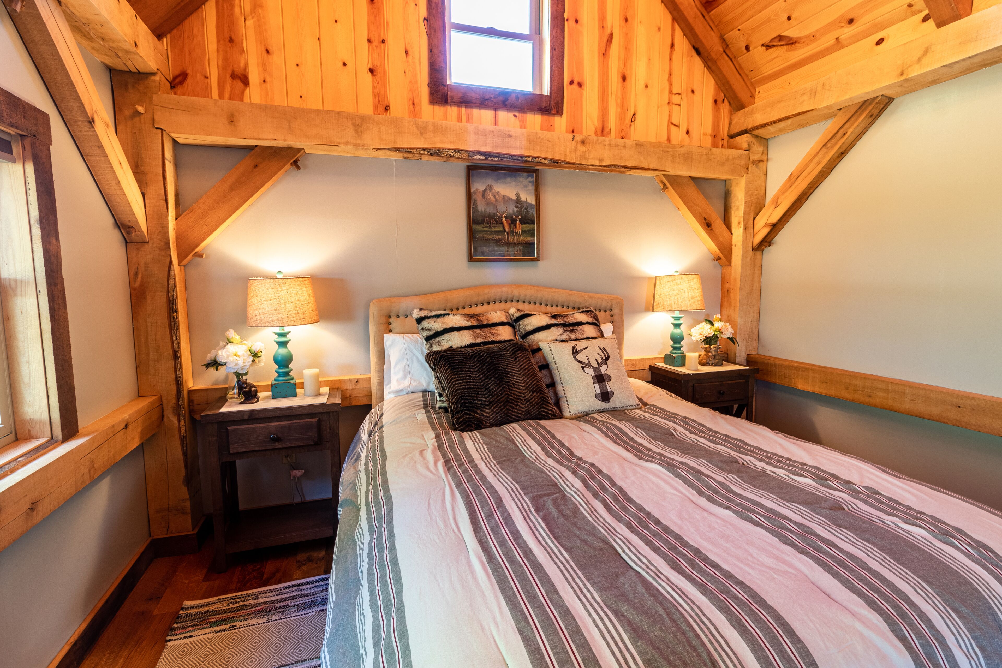 2 bedroom Amish-built cabin, on 80 acre farm with pond access and private dock.