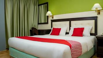 Desk, free WiFi, bed sheets