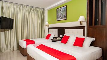 Desk, free WiFi, bed sheets