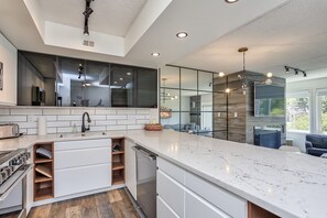 Deluxe Chalet, 2 Bedrooms (115 Cachet Crossing - No Pets Allowed) | Private kitchen | Full-sized fridge, microwave, oven, stovetop - Cachet Crossing Chalets (The Blue Mountains)