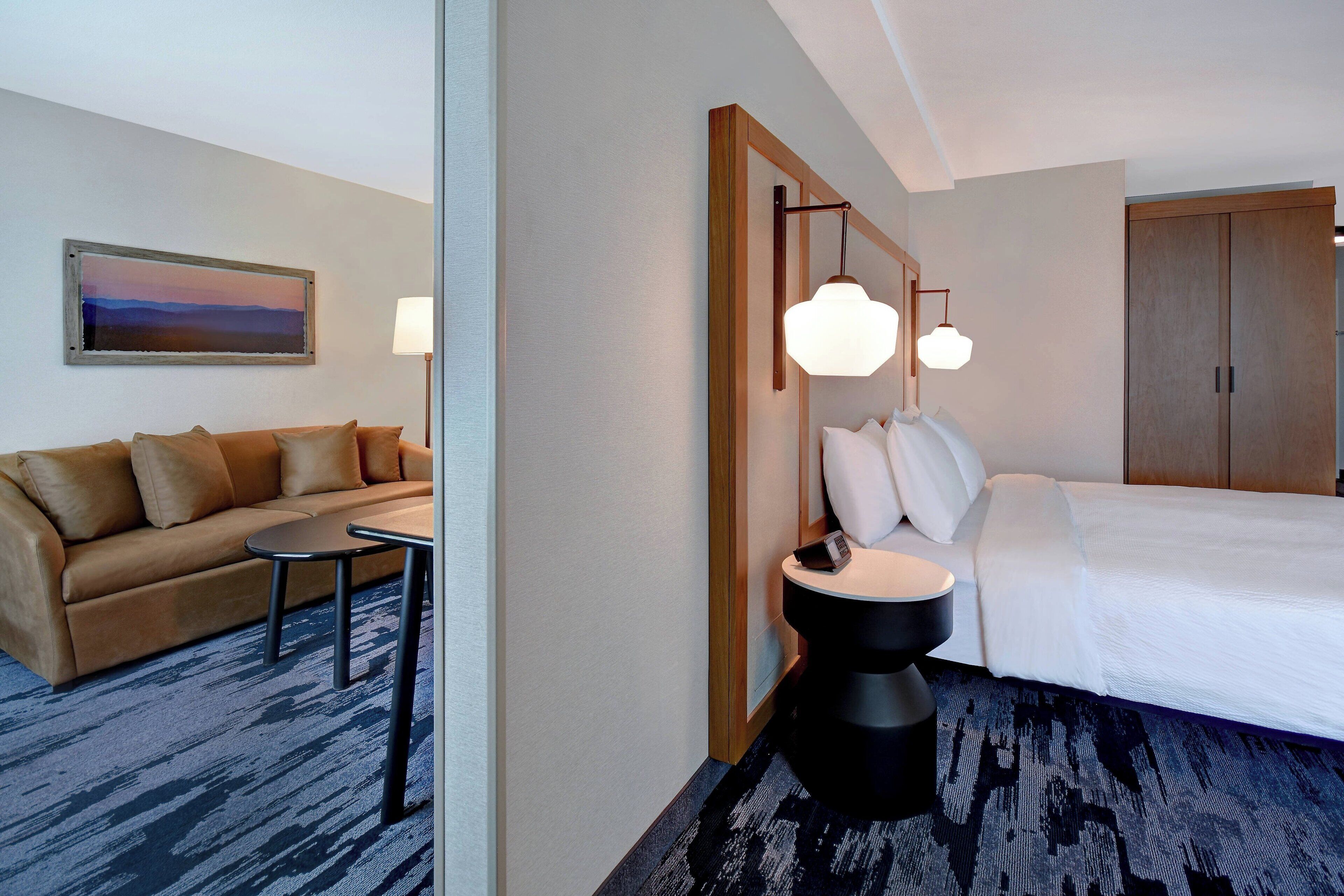 suite, 1 king bed with sofa bed, corner | blackout curtains, iron/ironing board, free wifi, bed sheets