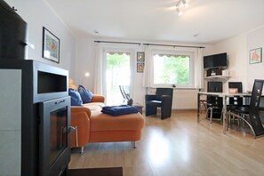 Televisión y chimenea 