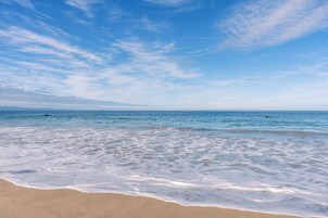 On the beach, white sand