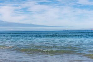 On the beach, white sand