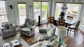 TV, DVD player, books, video library